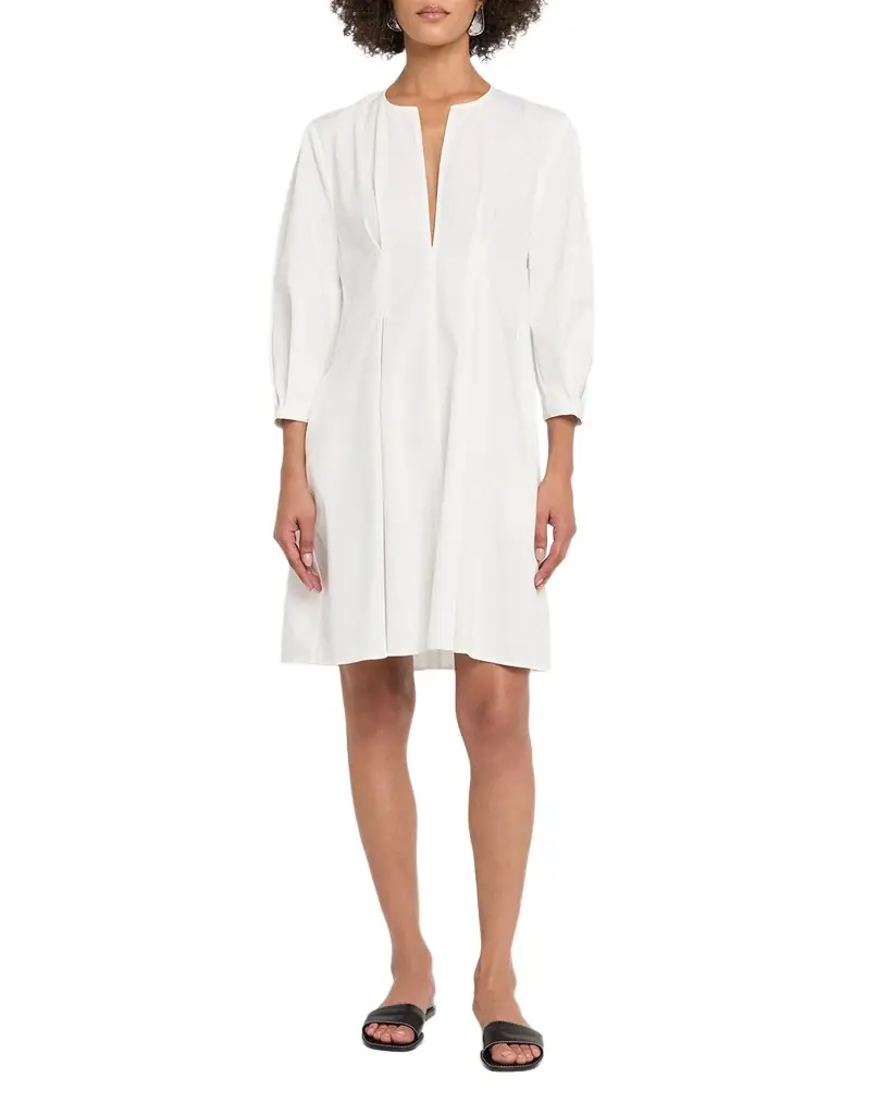 Toteme Balloon-Sleeve Pleated Cotton Dress