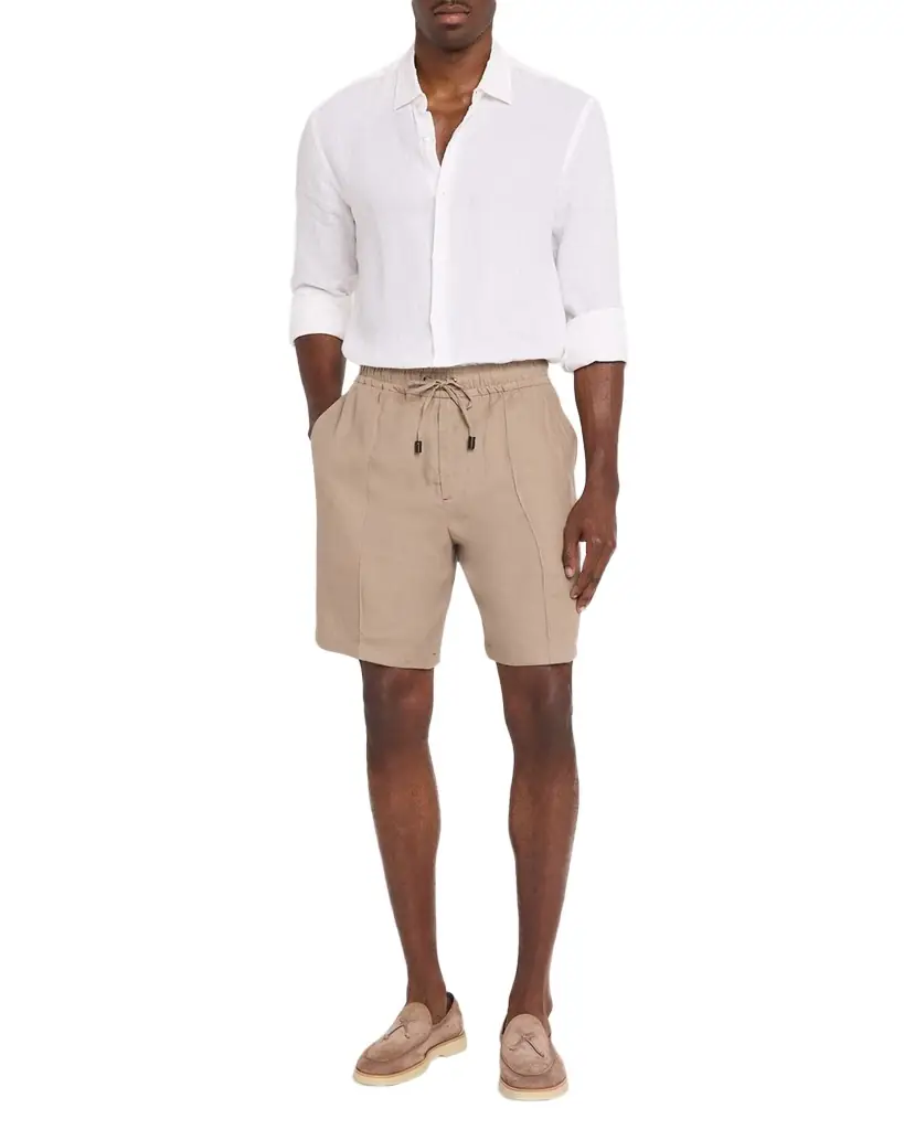 Isaia Men 's Linen Creased-Front Drawstring Shorts