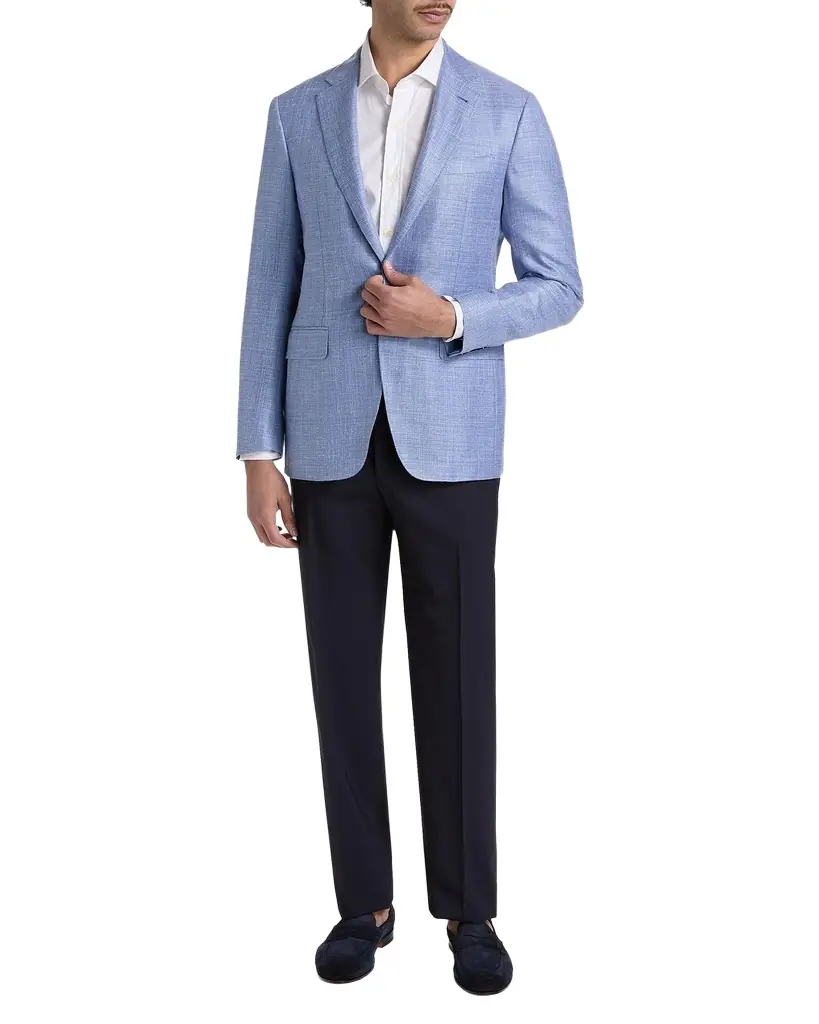 Canali Men 's Kei Wool, Silk and Linen Two-Button Blazer