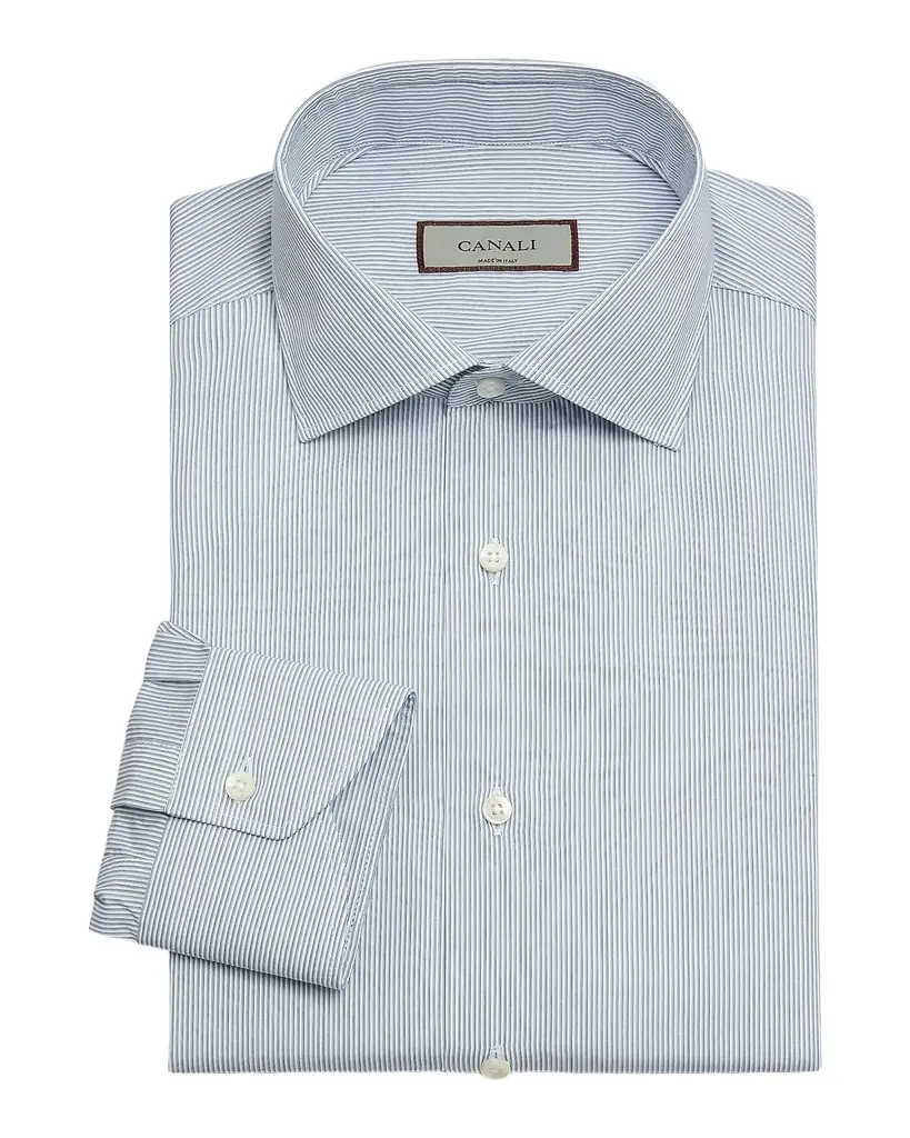 Canali Men 's Cotton Micro-Stripe Dress Shirt