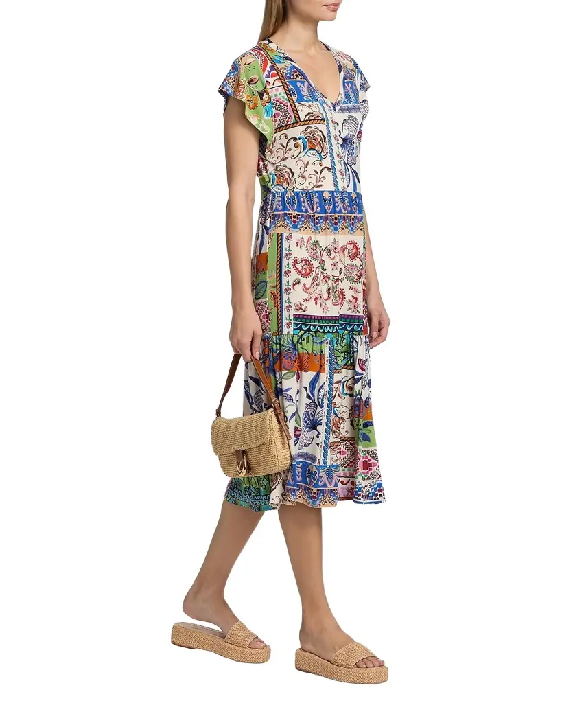 Johnny Was The Janie Patchwork-Print Midi Dress