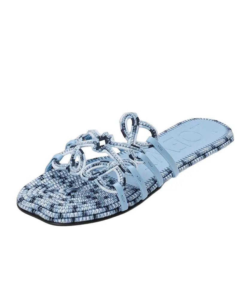 Loewe x Paula 's Ibiza Petal Anagram Crochet Flat Slide Sandals