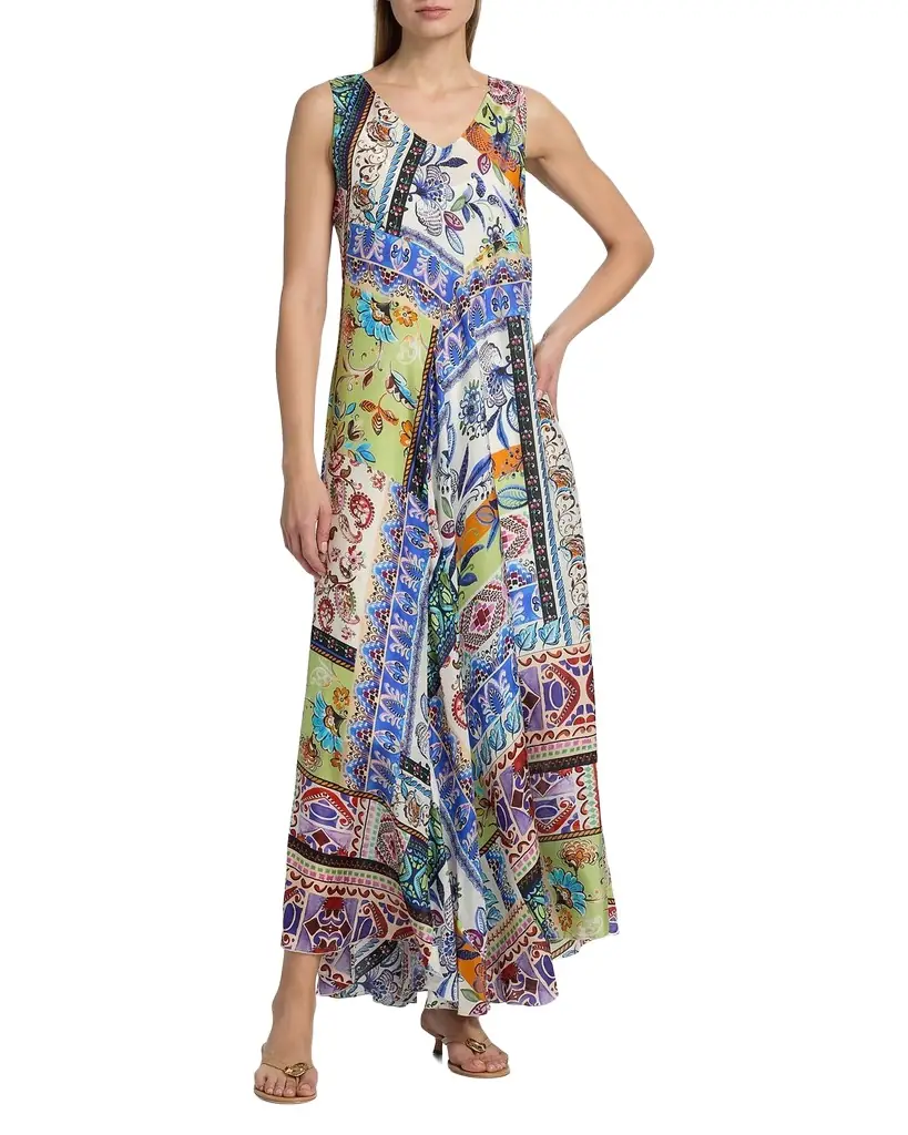 Johnny Was Armeria Floral-Print Silk Maxi Dress
