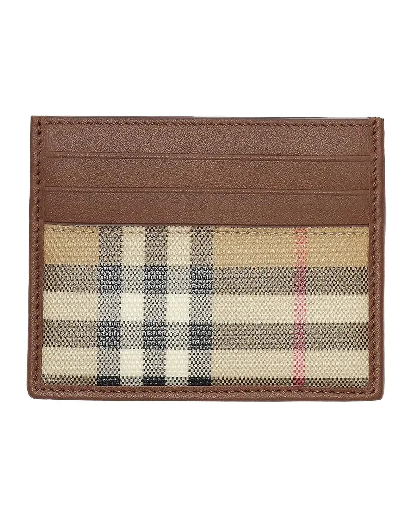 Burberry Men 's Check Leather & Coated Canvas Card Case