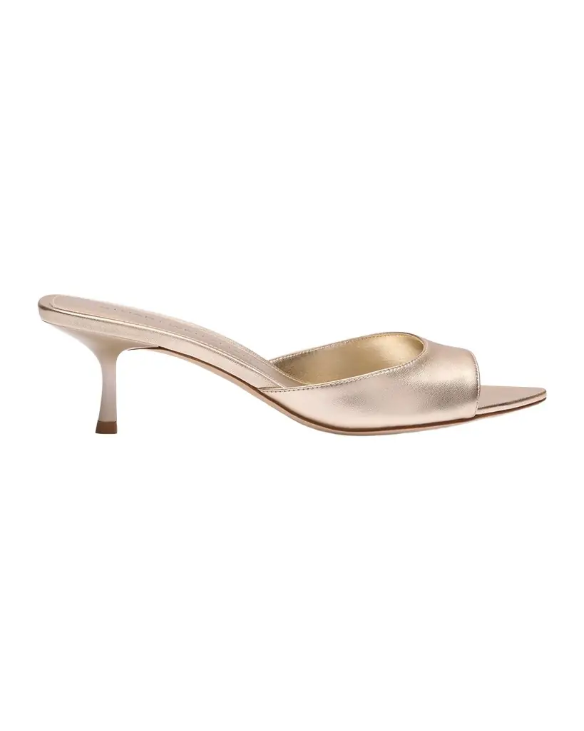 Stuart Weitzman 50mm Lexington Metallic Leather Mules
