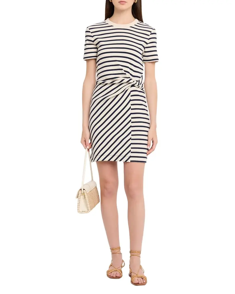 Tanya Taylor Short-Sleeve Stripe T-Shirt Dress