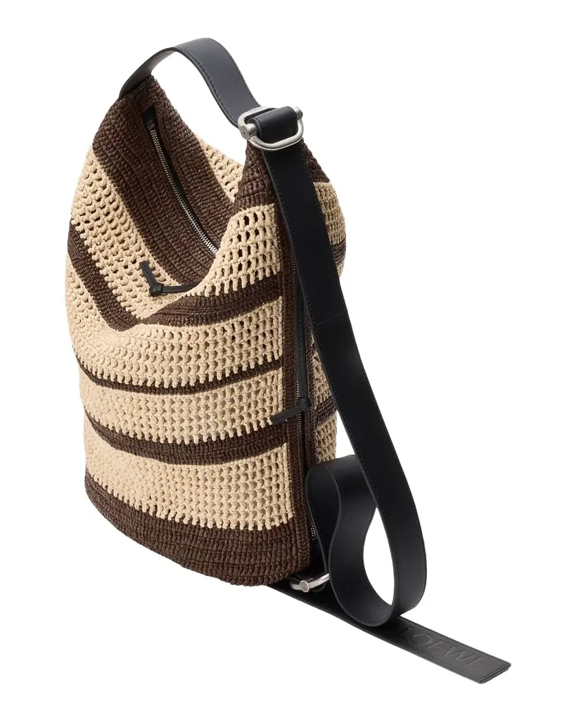 Loewe x Paula 's Ibiza Men 's Loop Raffia Hybrid Bucket Bag