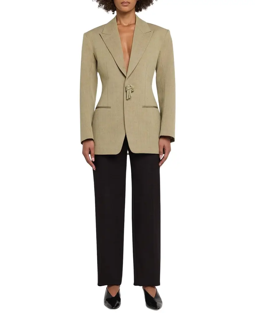 Bottega Veneta Oversized Wool-Linen Single-Breasted Jacket