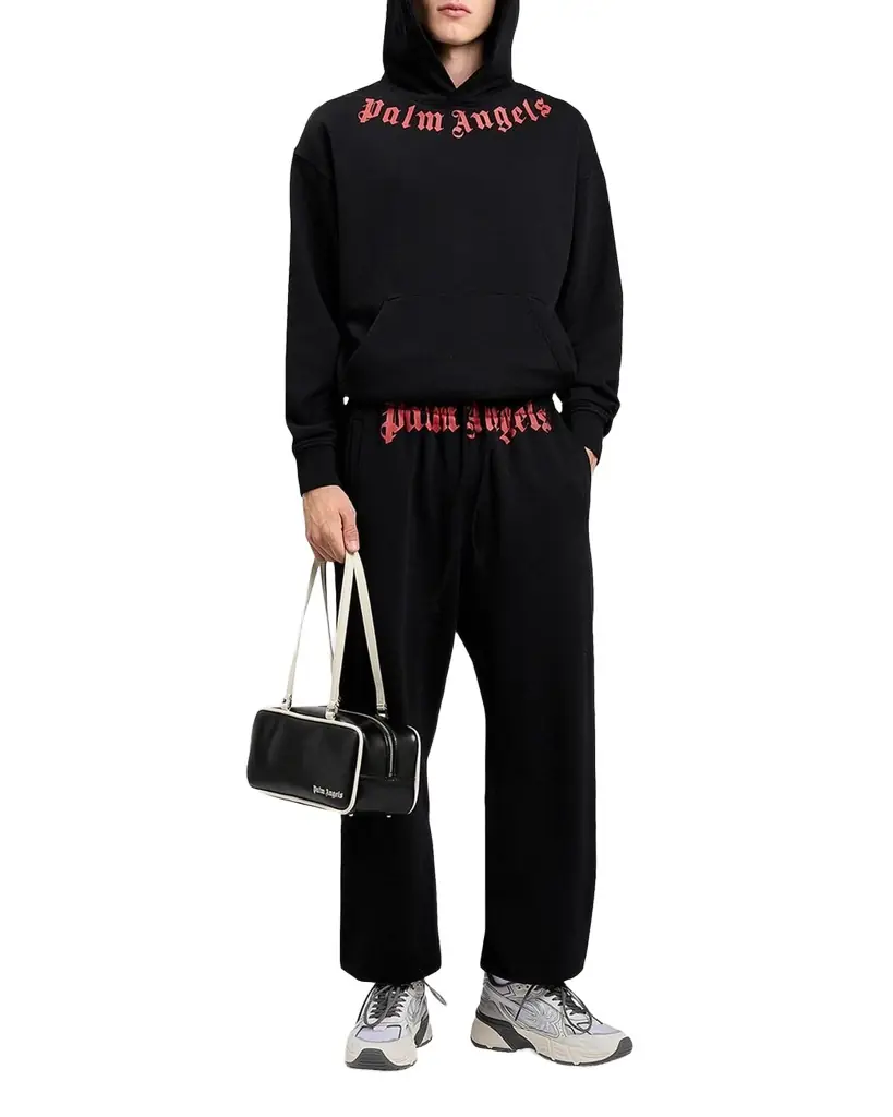 Palm Angels Men 's Neck-Logo Cotton Hoodie