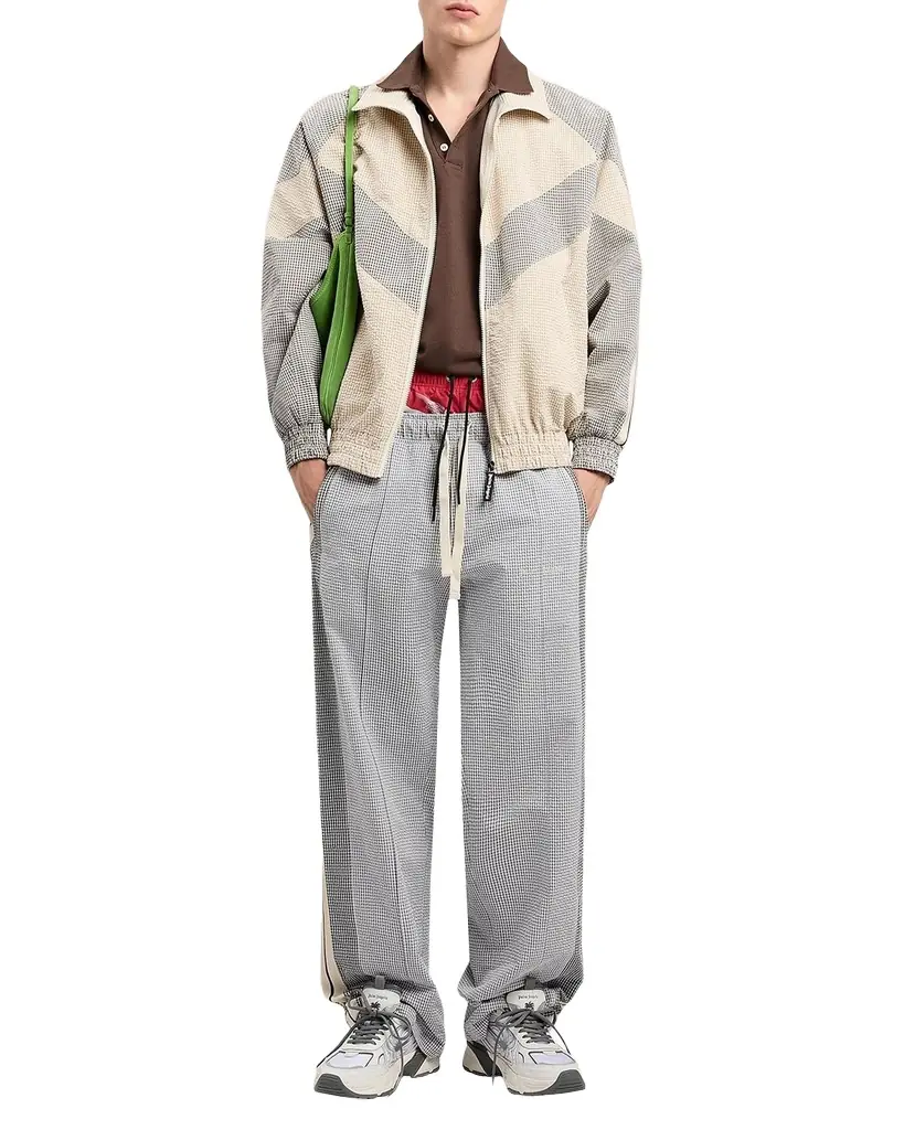 Palm Angels Men 's Classic Logo Gingham Seersucker Track Pants