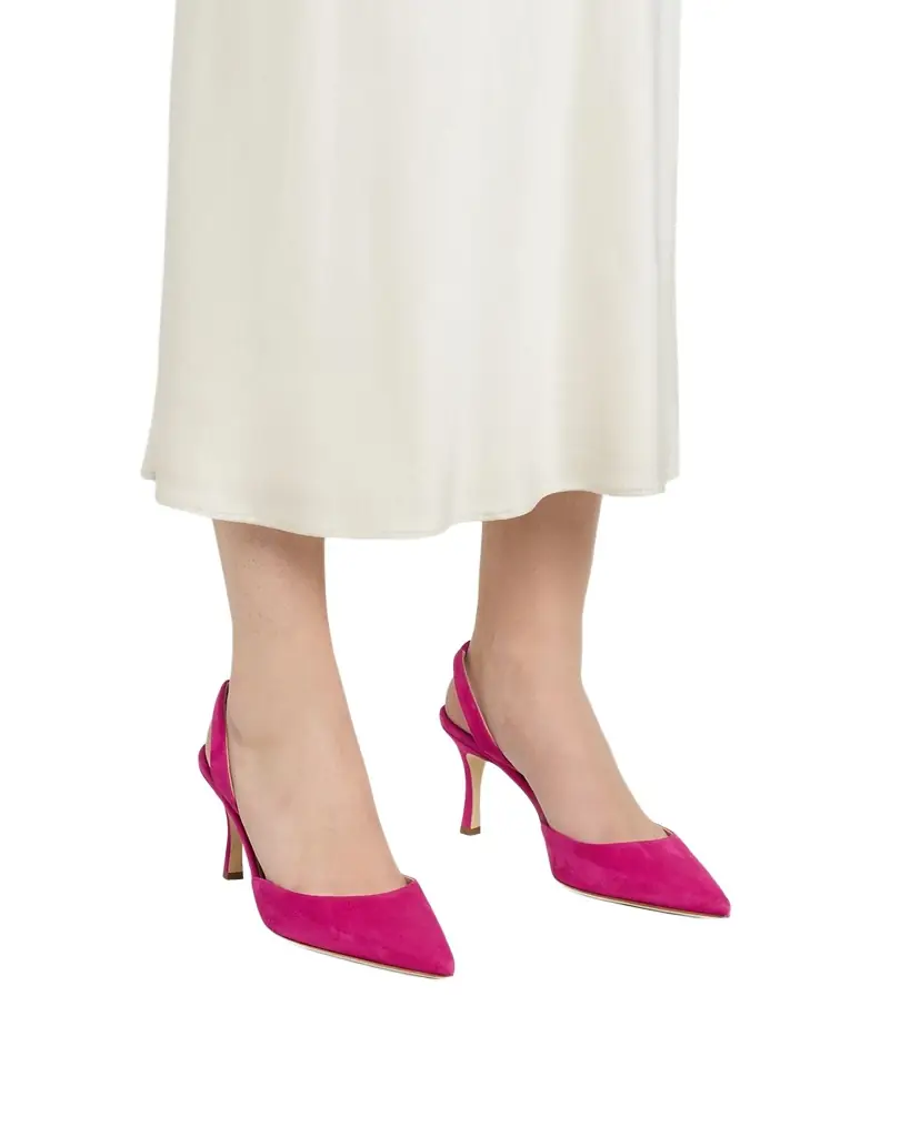 Manolo Blahnik 70mm Carolyn Suede Slingback Pumps