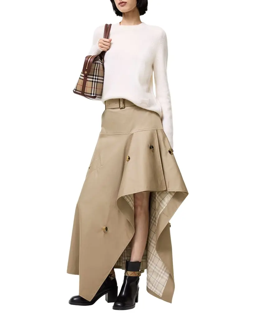 Burberry Heather Asymmetric Cotton Skirt