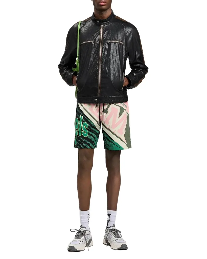 Palm Angels Men 's Racing Logo Swim Trunks