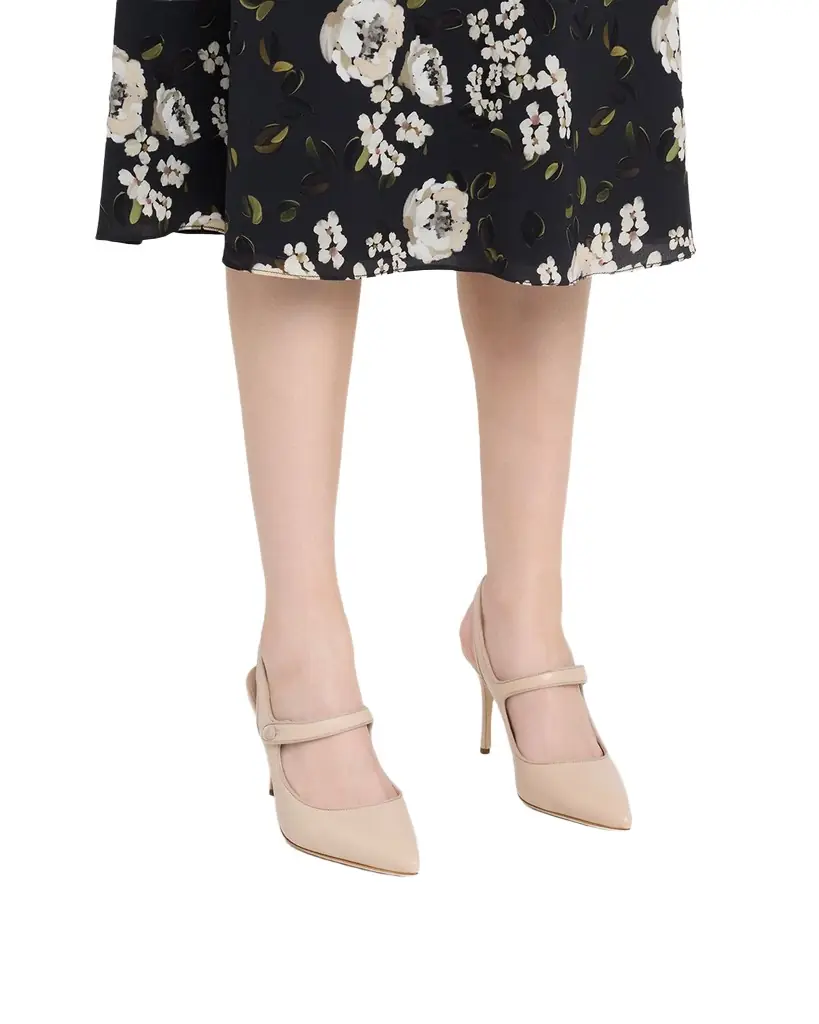 Manolo Blahnik 90mm Camparisli Leather Mary Jane Slingback Pumps