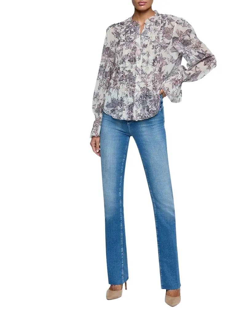L 'Agence Eunice Ruffle-Sleeve Blouse