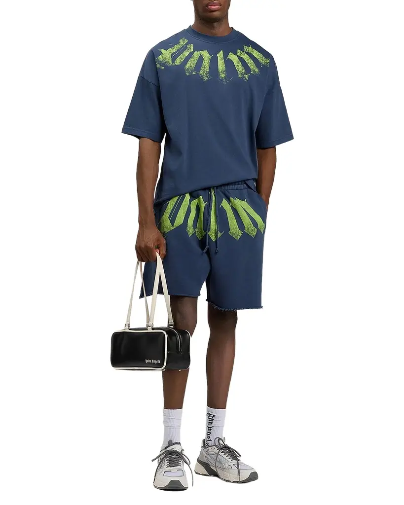 Palm Angels Men 's Big Waist Logo Cotton Drawstring Sweatshorts