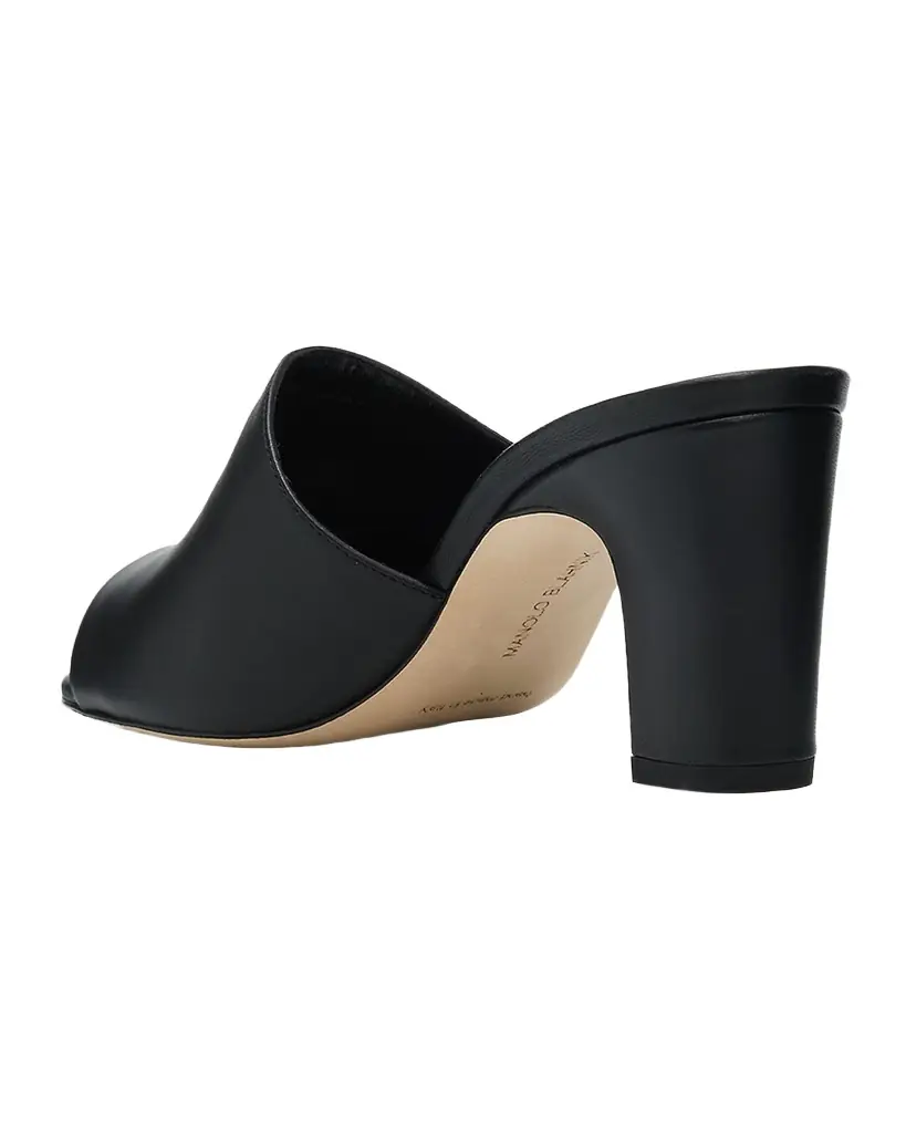 Manolo Blahnik 70mm Rapallabar Leather Mules