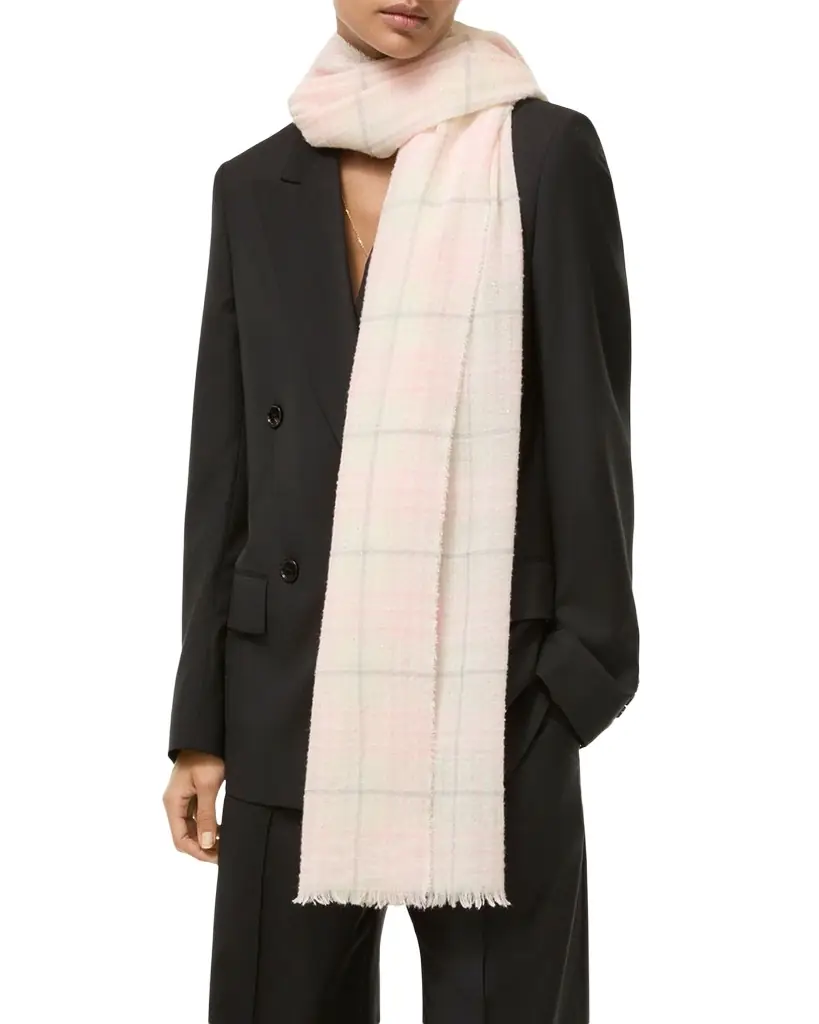 Burberry Wide Sequined Check Wool Silk-Blend Scarf