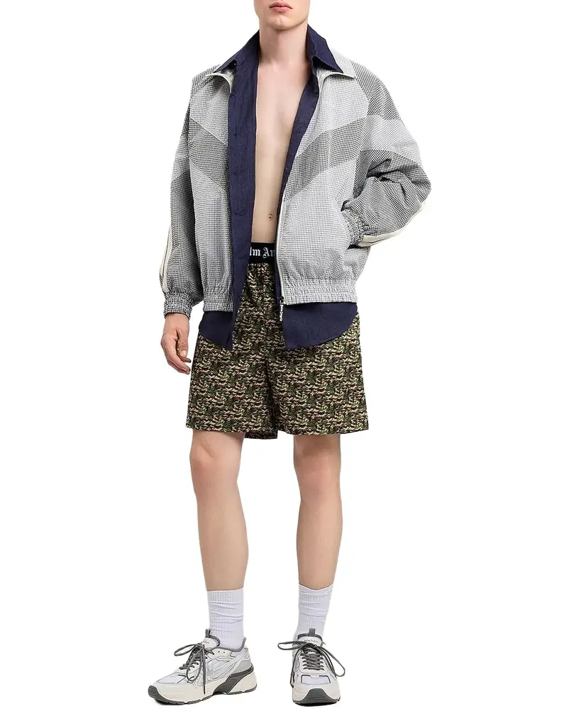 Palm Angels Men 's Logo Vichy Micro-Gingham Track Jacket