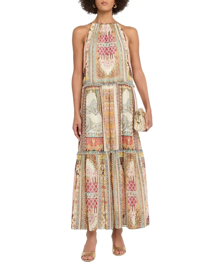 Elie Tahari The Aurora Baroque-Print Halter Maxi Dress