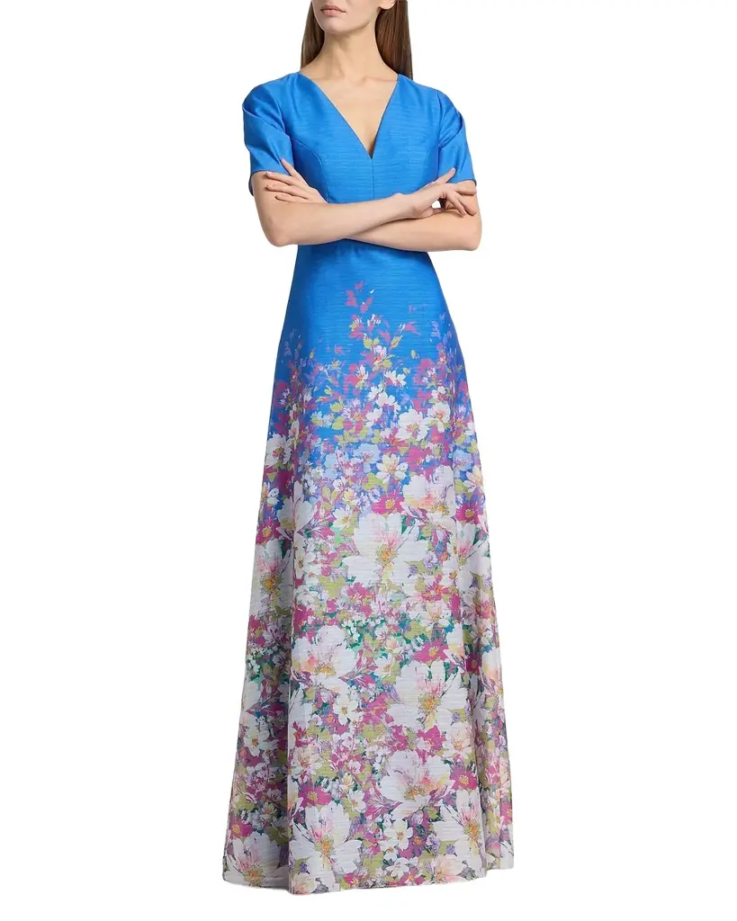 Kay Unger New York Carlotta Floral Organza Gown