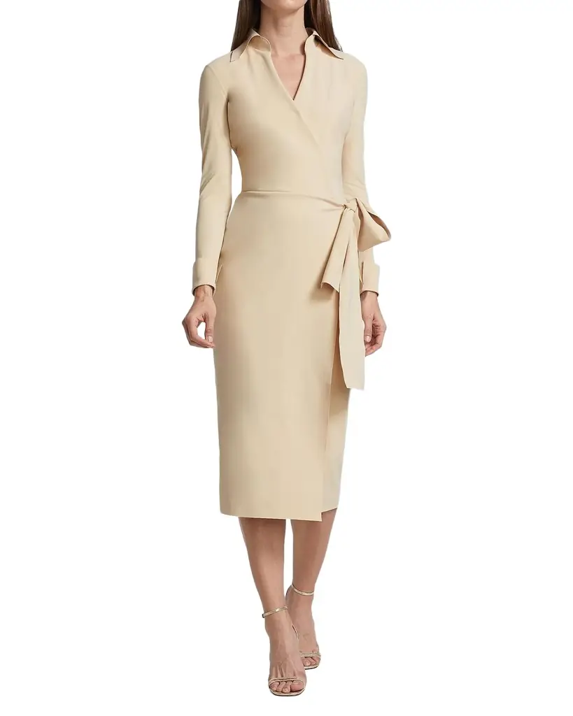 Chiara Boni La Petite Robe Kamala Shirt-Collar Jersey Wrap Dress