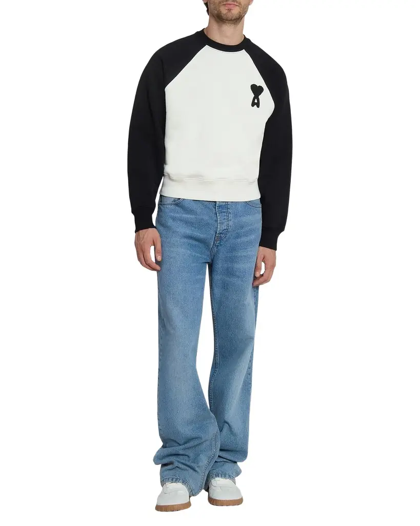 Ami Paris Boxy Crochet Ami De Coeur Raglan Sweatshirt