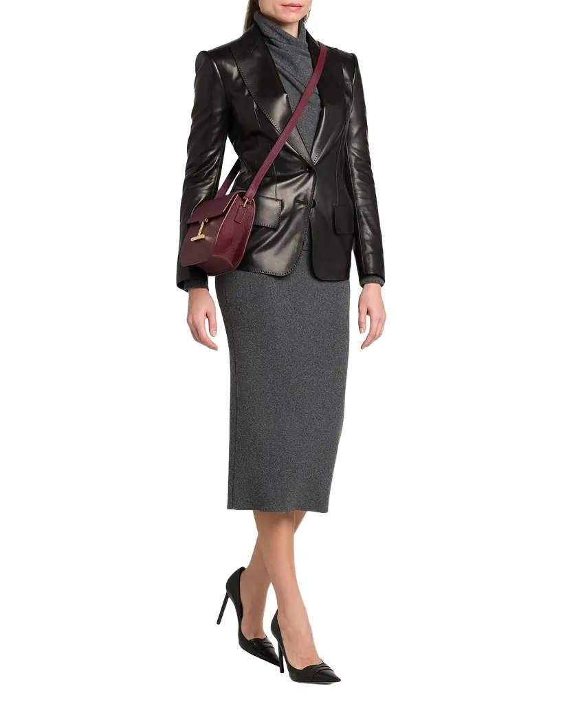 TOM FORD Leather Peak Lapel Jacket