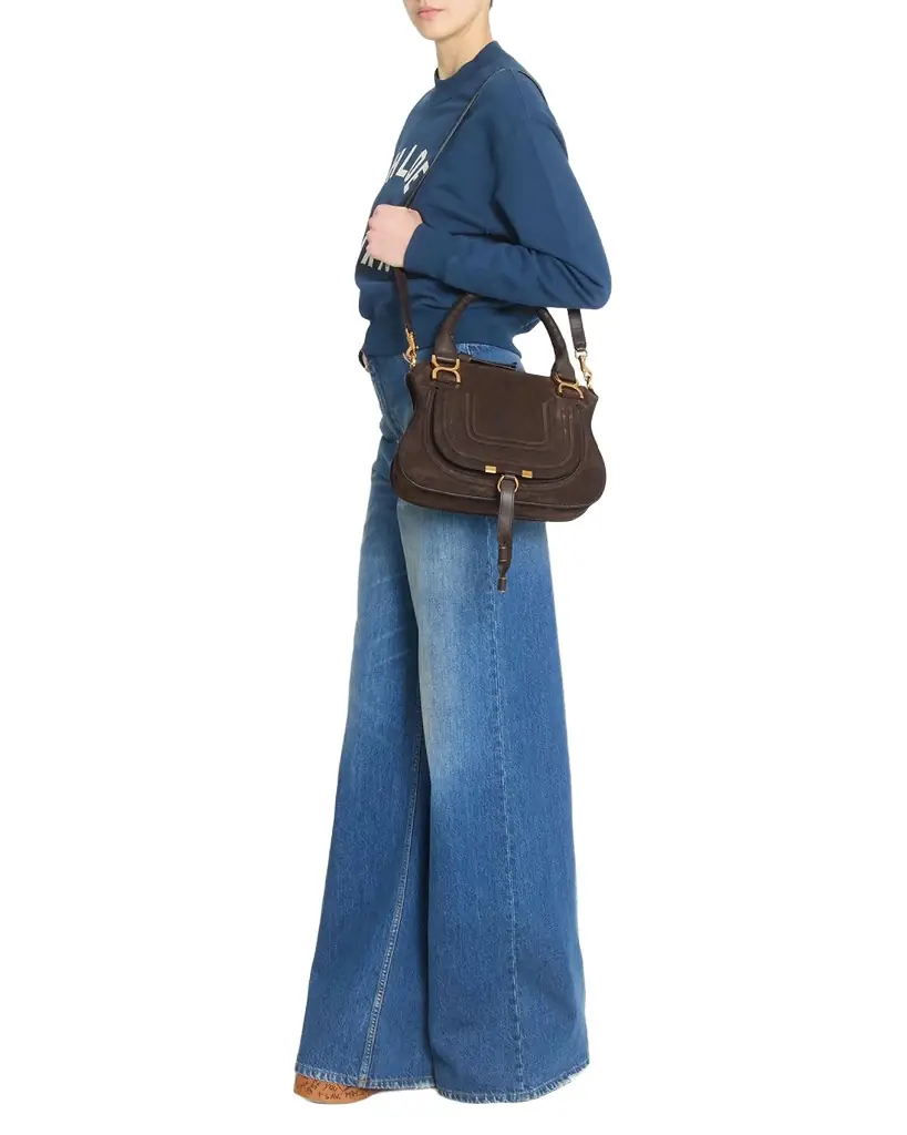 Chloe Marcie Double Carry Satchel in Calfskin Suede