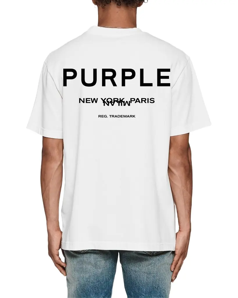 PURPLE Men 's Cotton Jersey Logo Crewneck T-Shirt