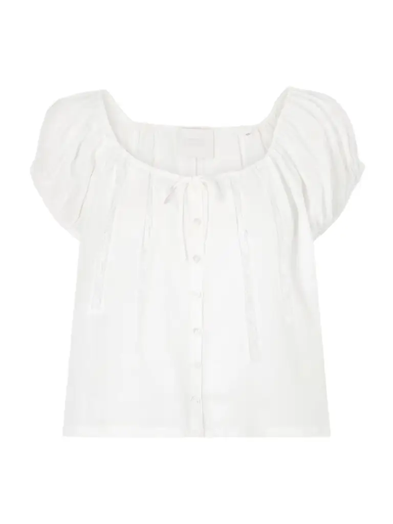Citizens of Humanity Tatev Tie-detailed Lace-trimmed Ramie Blouse