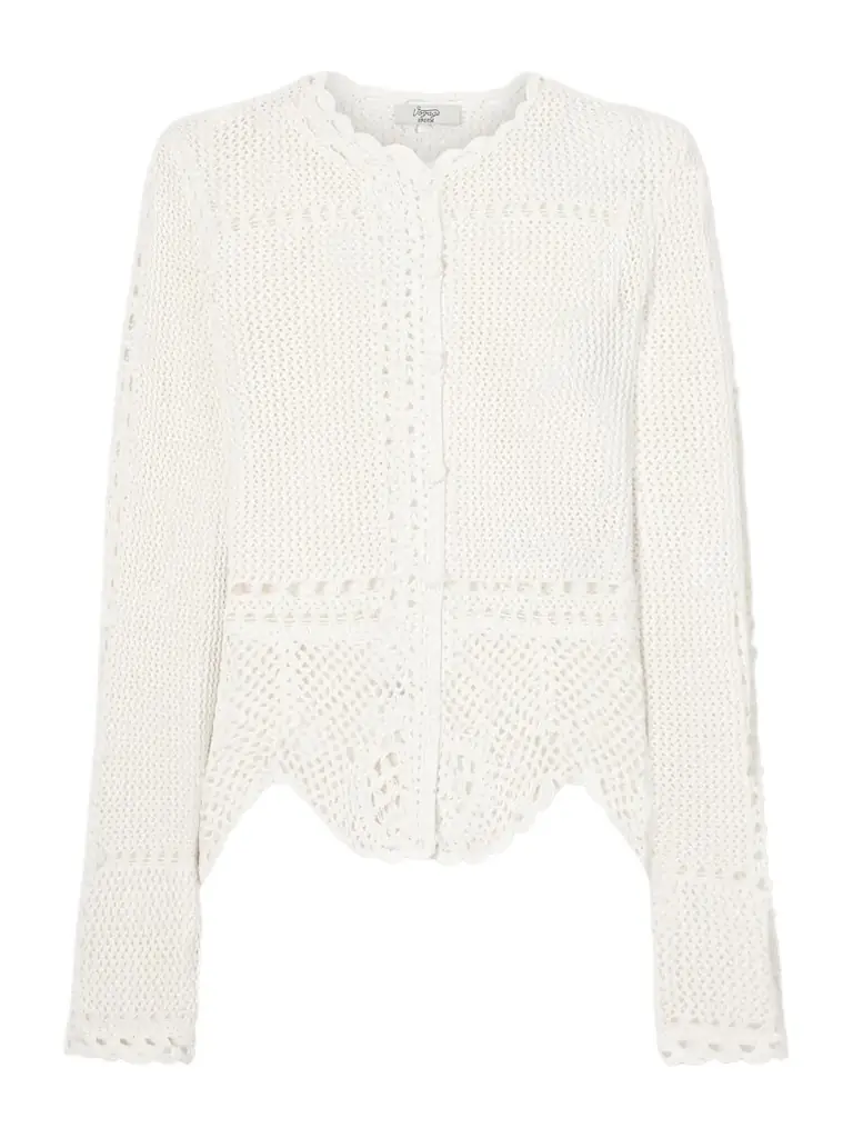Erdem Crocheted Cotton Peplum Cardigan