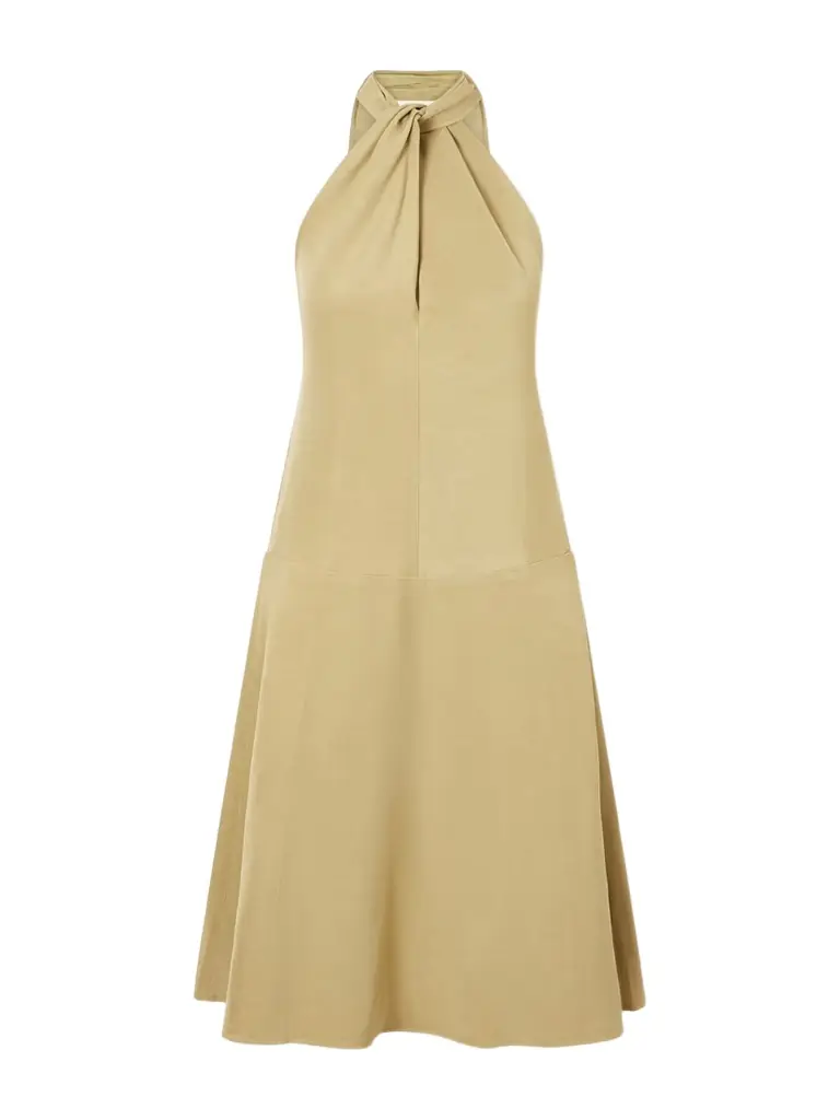 TOTEME Scarf-detailed Woven Halterneck Midi Dress