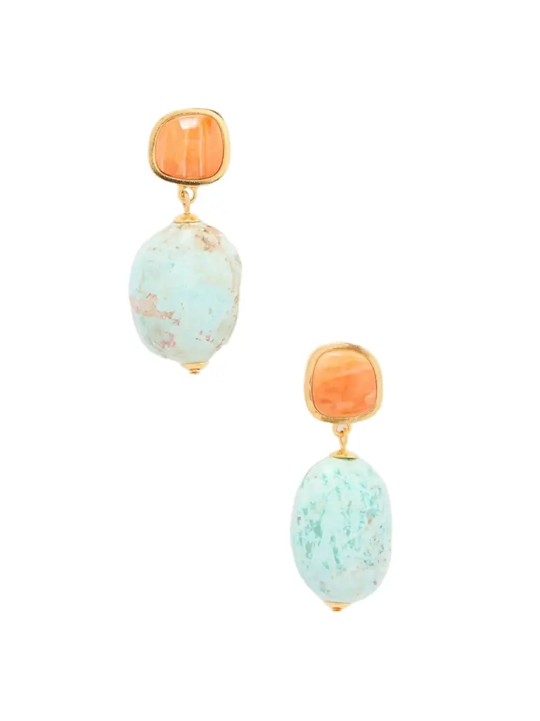 Citrus Splash Gold-plated, Shell And Turquoise Earrings