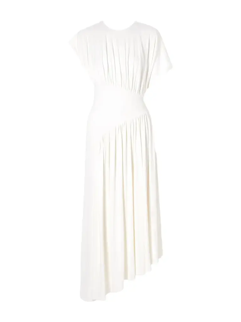 Rabanne Asymmetric Draped Stretch-crepe Midi Dress - Women's Clothing