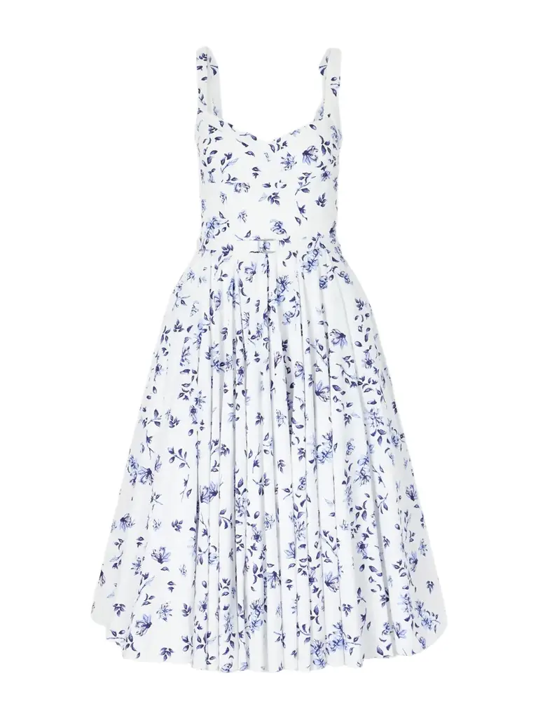 Emilia Wickstead Elita Belted Floral-print Cotton-poplin Midi Dress