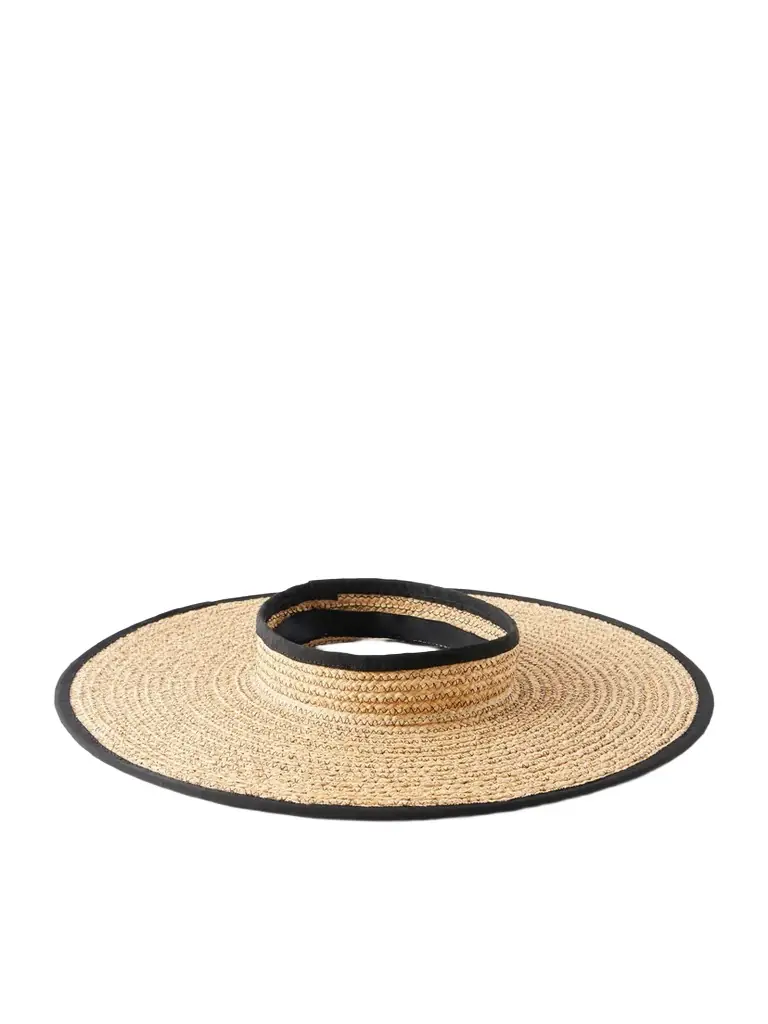 Gigi Burris Ines Cotton-trimmed Straw Visor