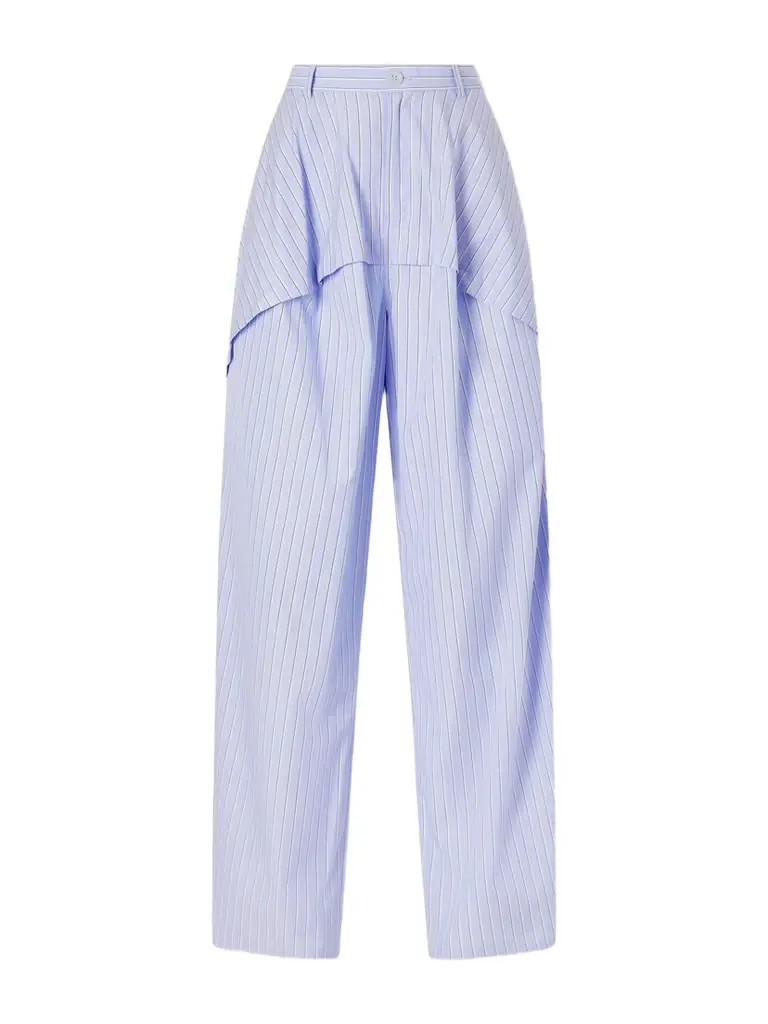 Loewe + Paula's Ibiza Striped Paneled Cotton Poplin Wide-leg Pants