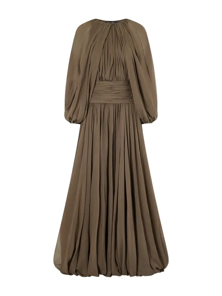Oscar de la Renta Draped Silk-chiffon Gown