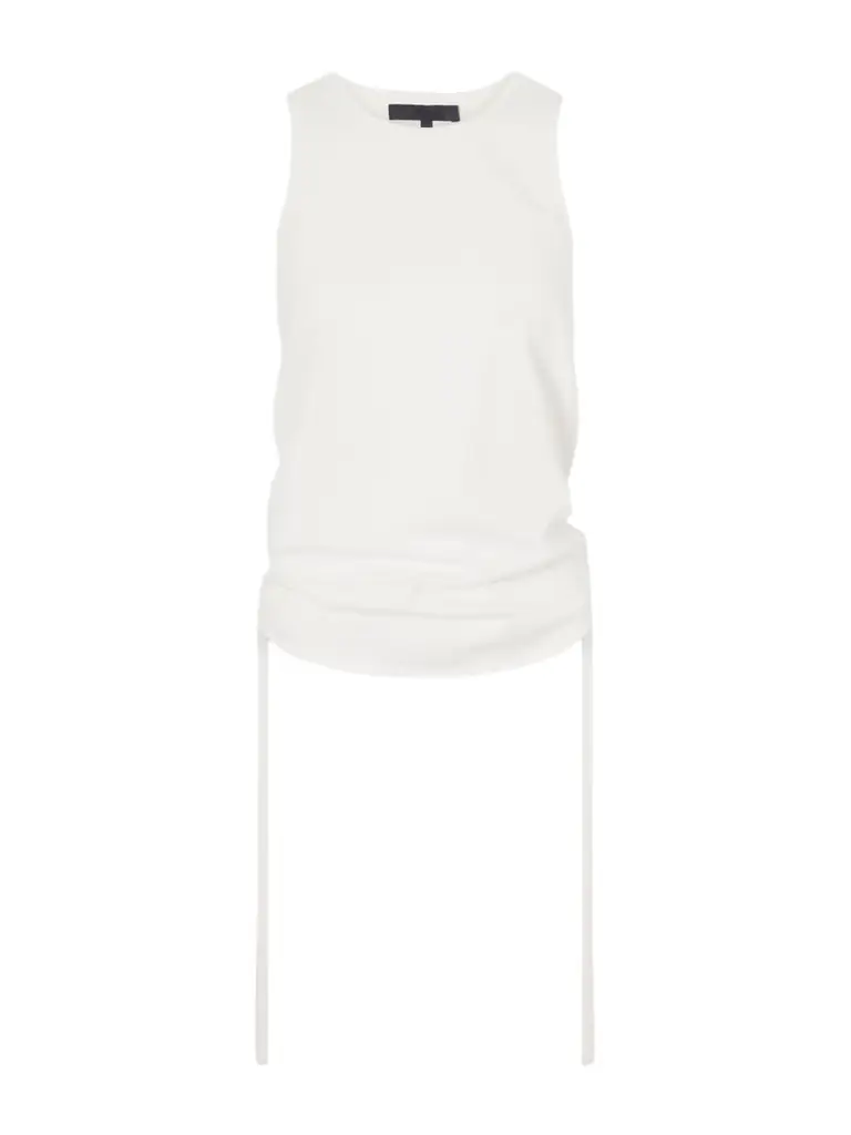 Tibi Ruched Open-back Cotton-blend Jersey Tank