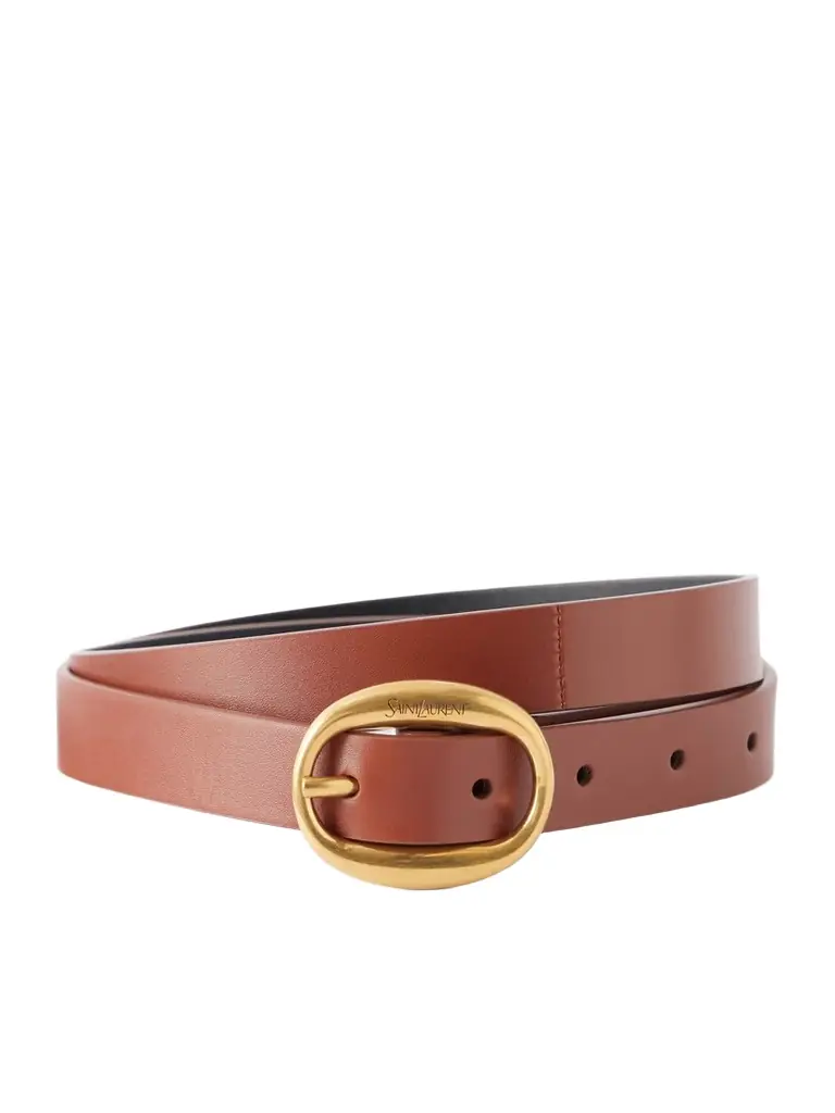 Saint Laurent Logo-engraved Leather Belt