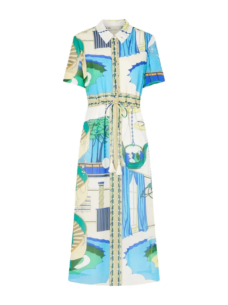 Tory Burch Belted Printed Silk And Cotton-blend Maxi Dress