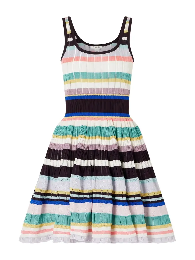 Alaïa Tiered Pointelle-knit Mini Dress