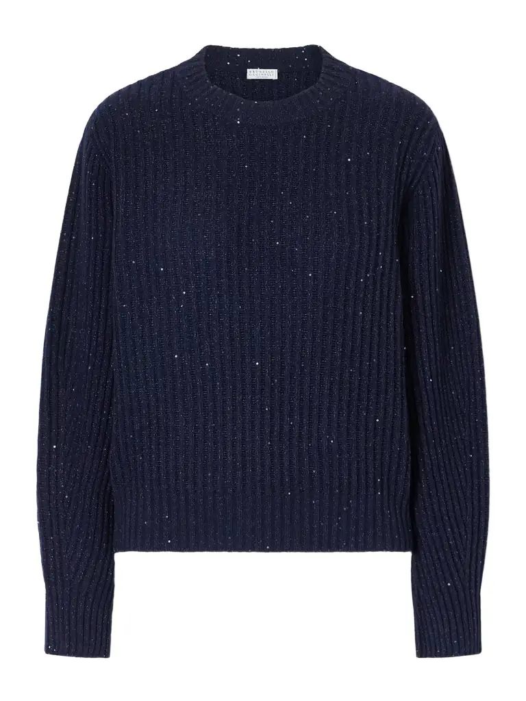 Brunello Cucinelli Sequin-trimmed Ribbed-knit Sweater