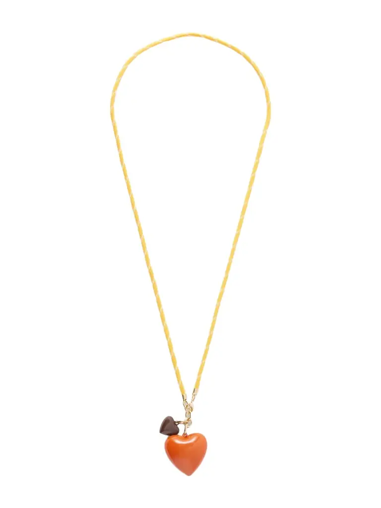Roxanne Assoulin The Mini Puffy Heart Gold-tone, Enamel And Cord Necklace