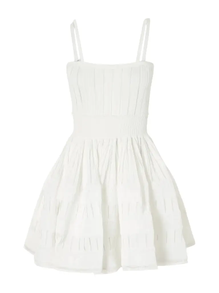 Alaïa Tiered Pointelle-knit Mini Dress