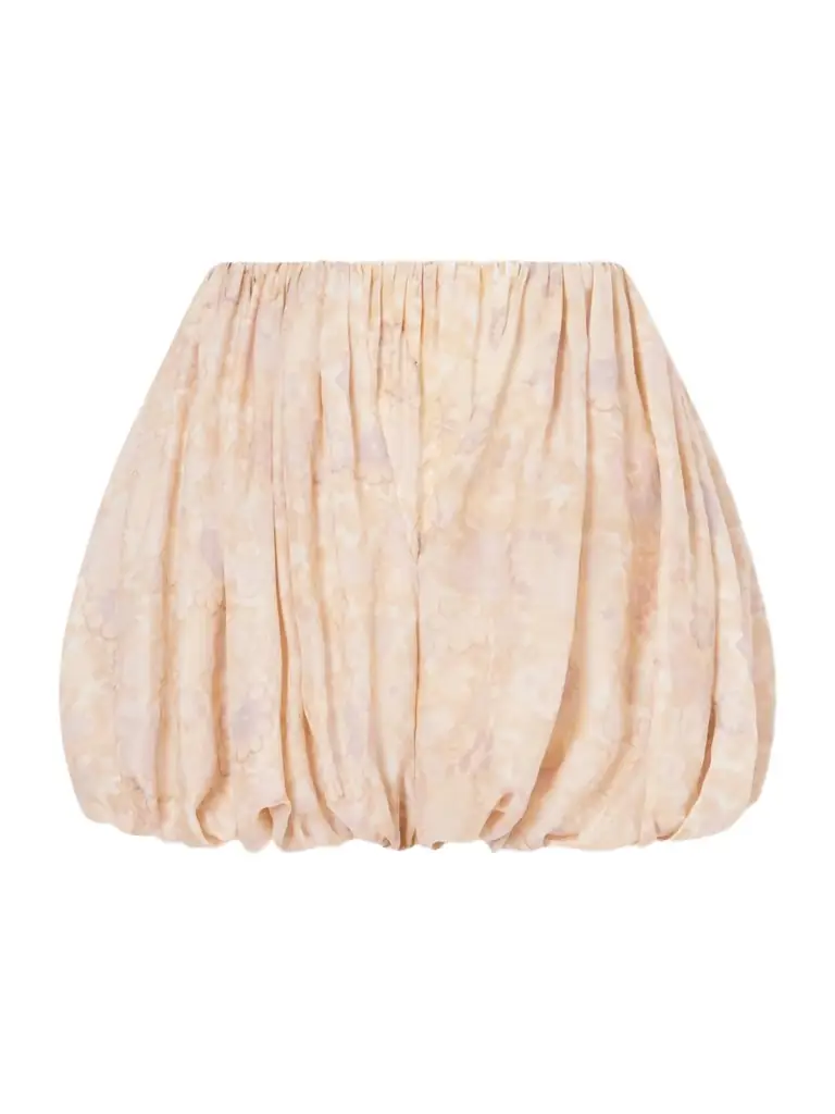 Chloé Pleated Floral-print Silk-charmeuse Shorts