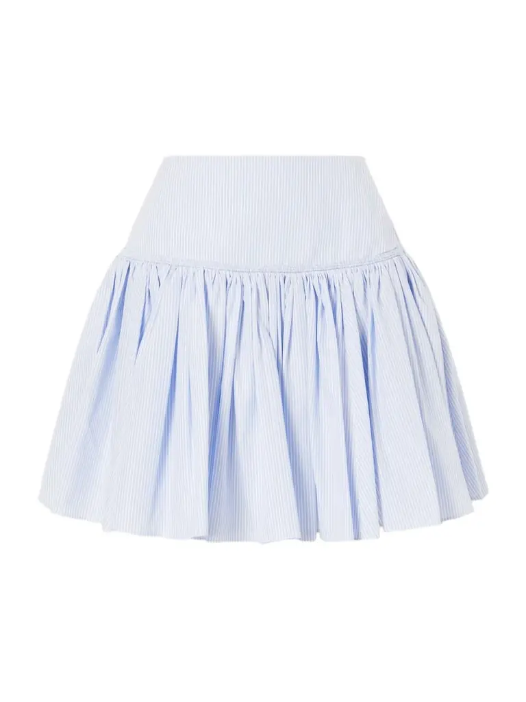 Striped Ruffled Cotton-poplin Mini Skirt