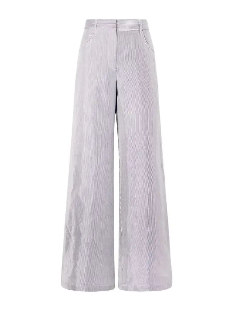 TWP Dylan Striped Cotton-blend Gabardine Wide-leg Pants