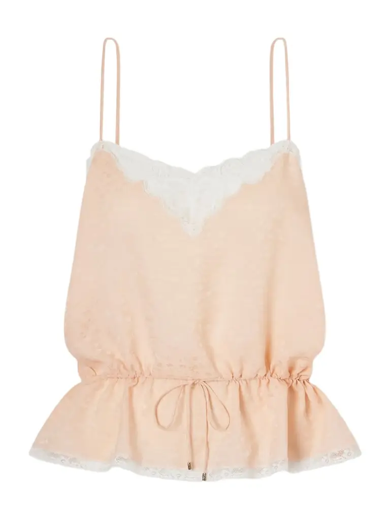 Chloé Lace-trimmed Silk-jacquard Camisole